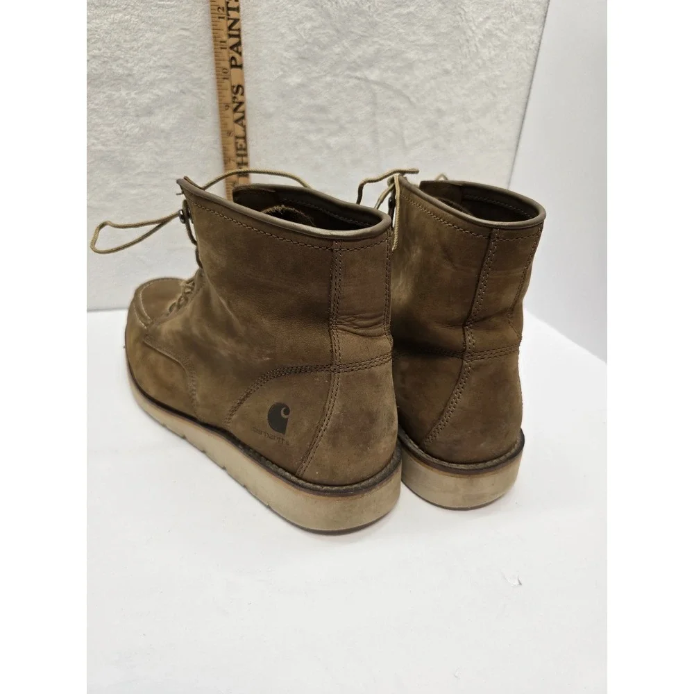 Carhartt Mens 13 W Brown Leather Wedge Sole Moc Toe Work Boots FW6077-M EH SR